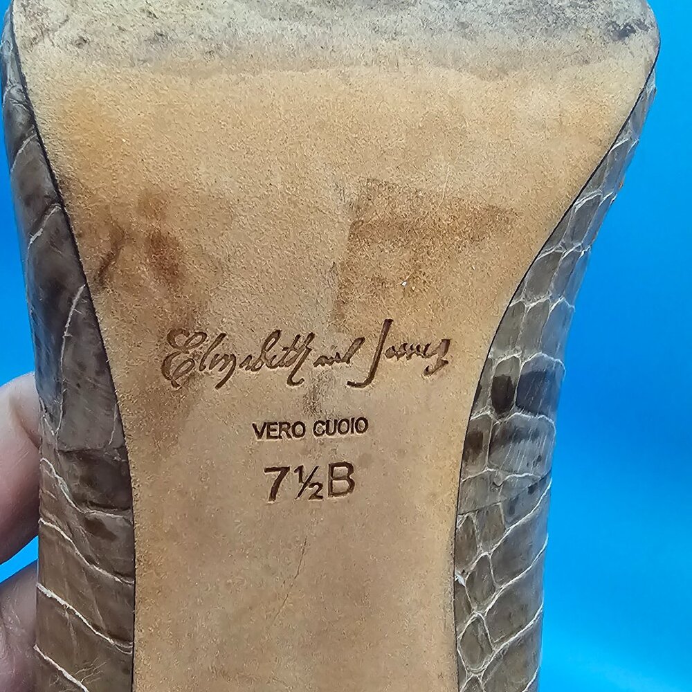 Elizabeth and James Tan Snakeskin Heels – Size 7.5 - Picture 7 of 8